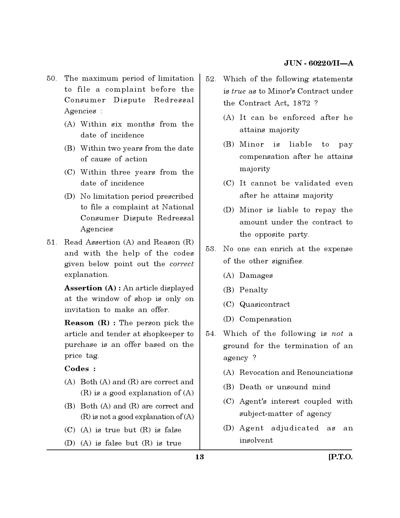 Maharashtra SET Law Question Paper II June 2020 12