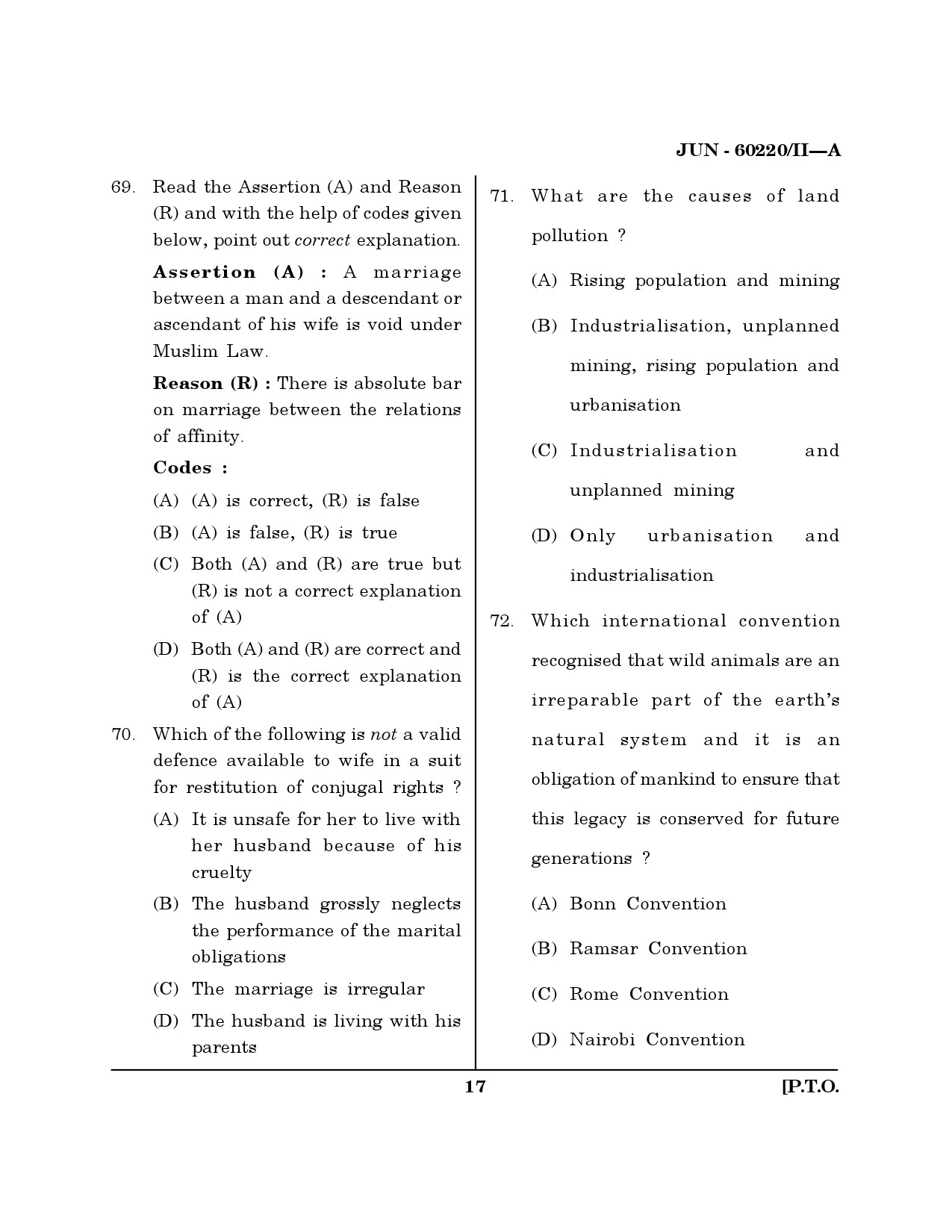 Maharashtra SET Law Question Paper II June 2020 16