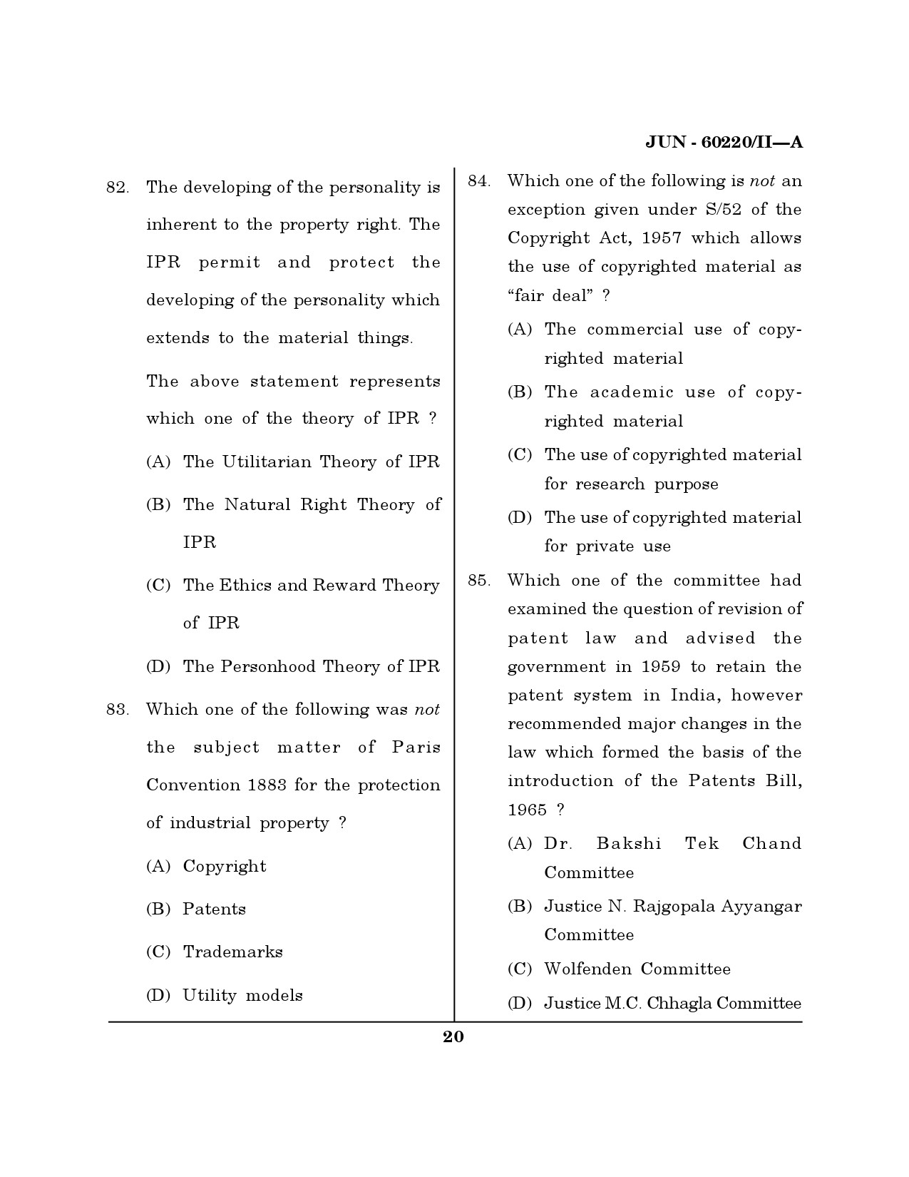Maharashtra SET Law Question Paper II June 2020 19