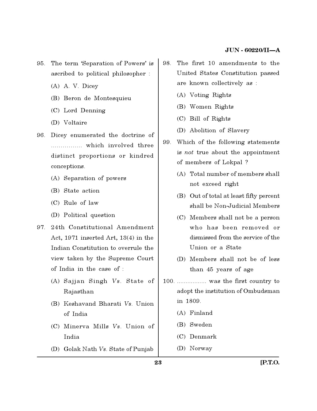 Maharashtra SET Law Question Paper II June 2020 22