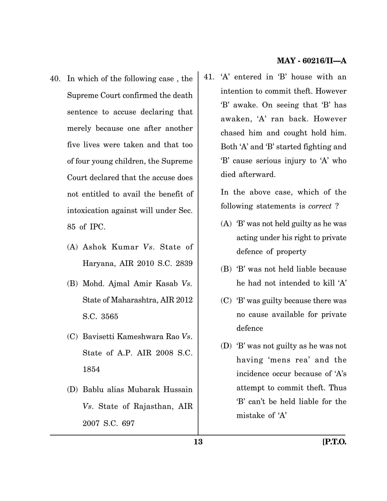 Maharashtra SET Law Question Paper II May 2016 12