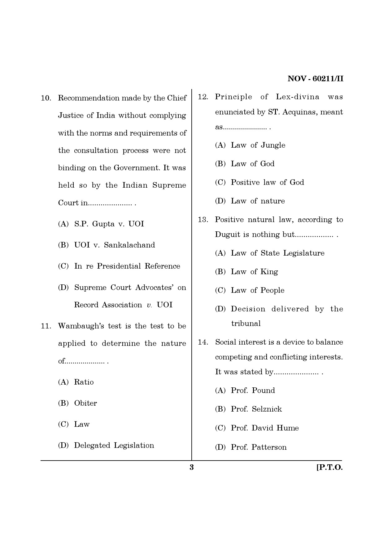 Maharashtra SET Law Question Paper II November 2011 3