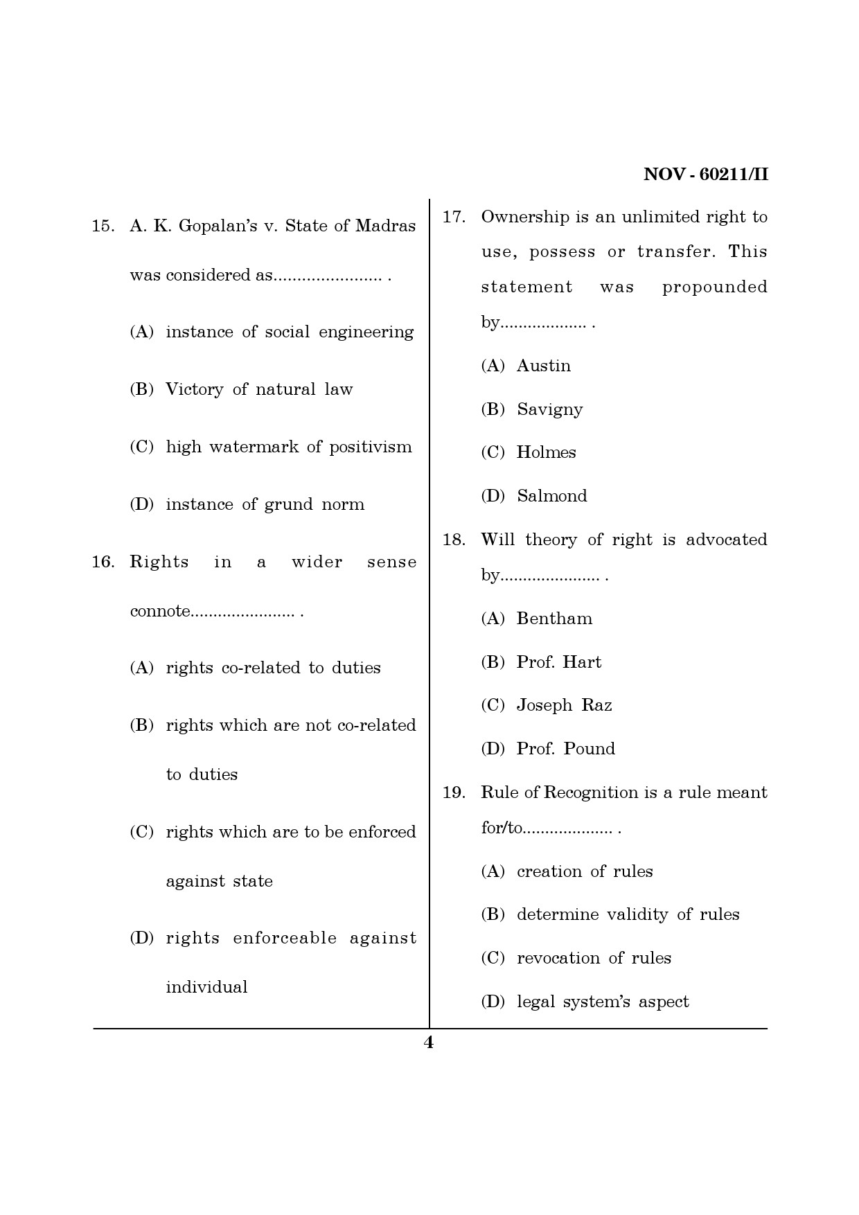 Maharashtra SET Law Question Paper II November 2011 4