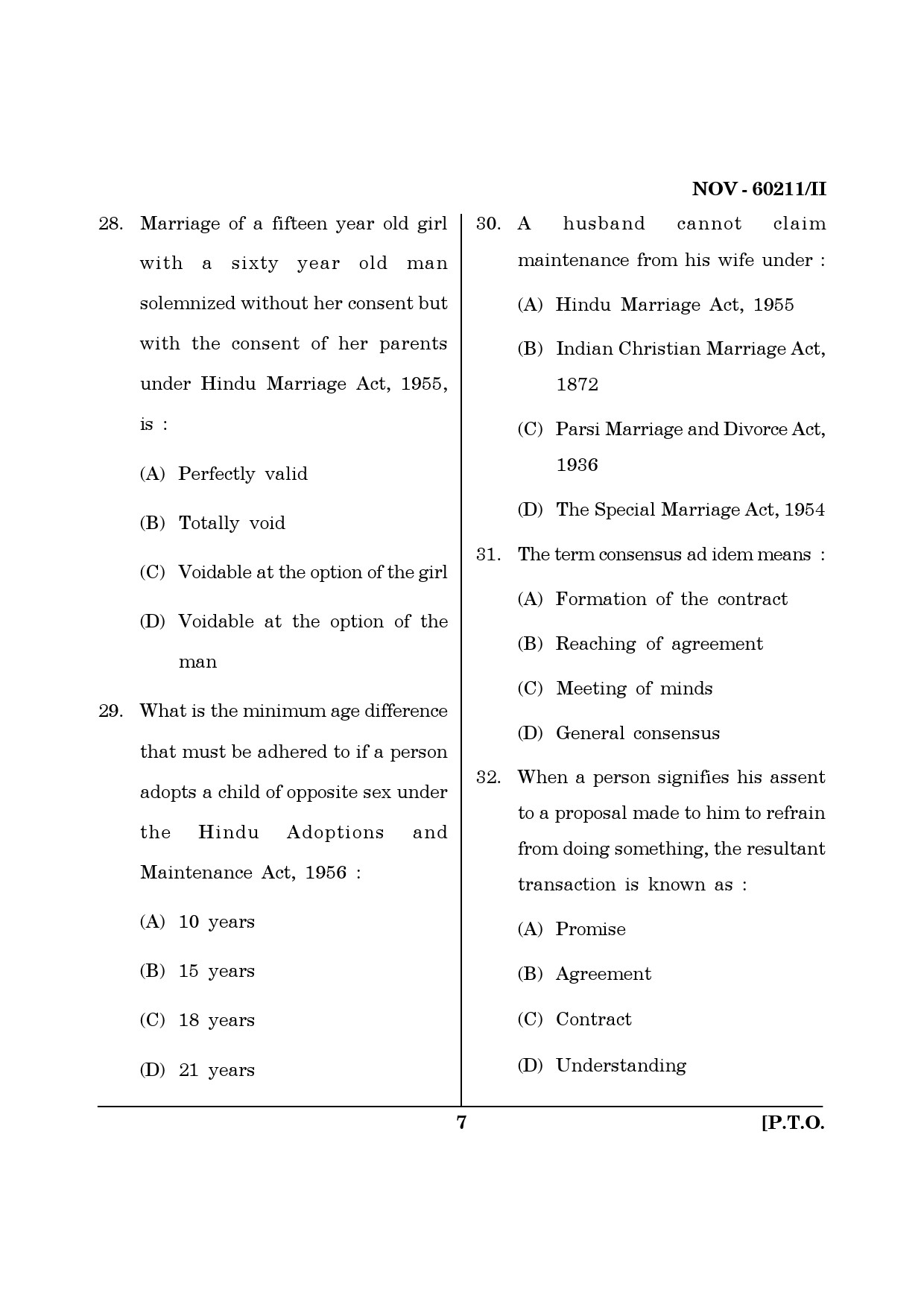 Maharashtra SET Law Question Paper II November 2011 7