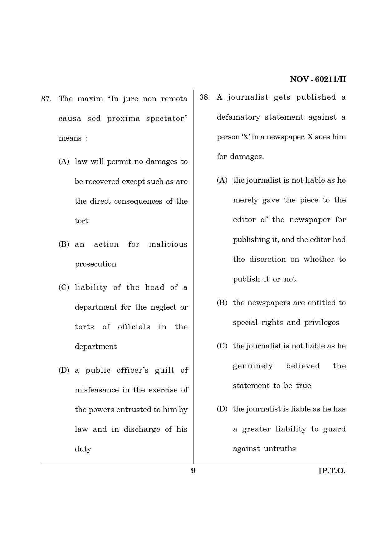 Maharashtra SET Law Question Paper II November 2011 9