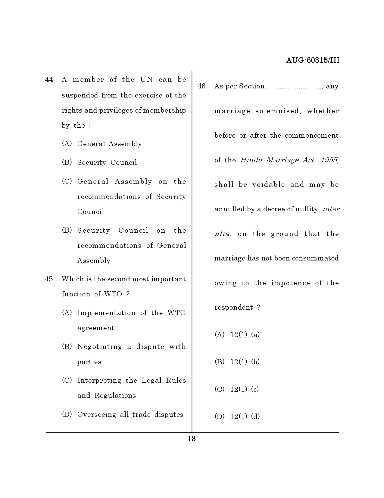 Maharashtra SET Law Question Paper III August 2015 17