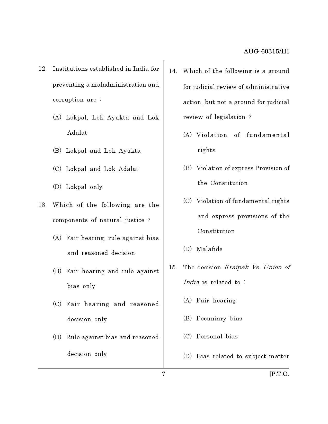 Maharashtra SET Law Question Paper III August 2015 6
