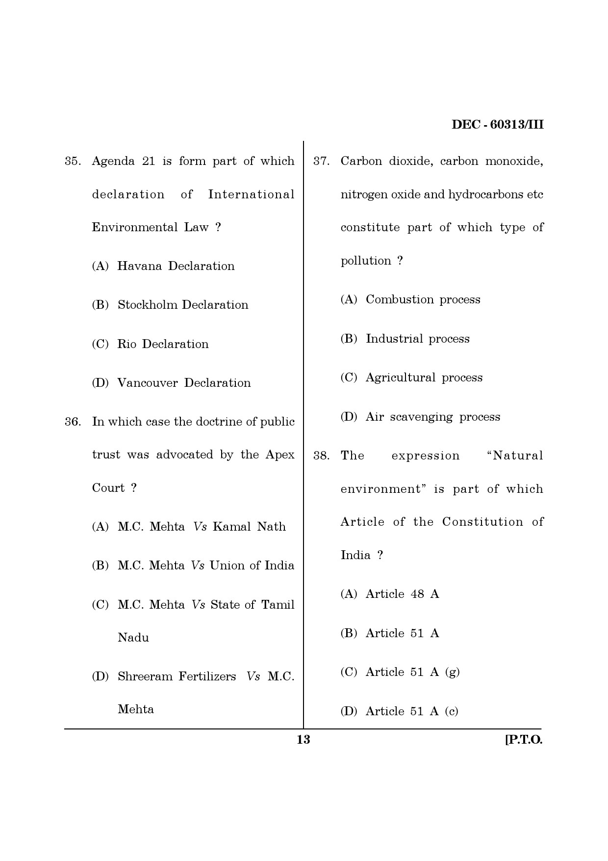 Maharashtra SET Law Question Paper III December 2013 12