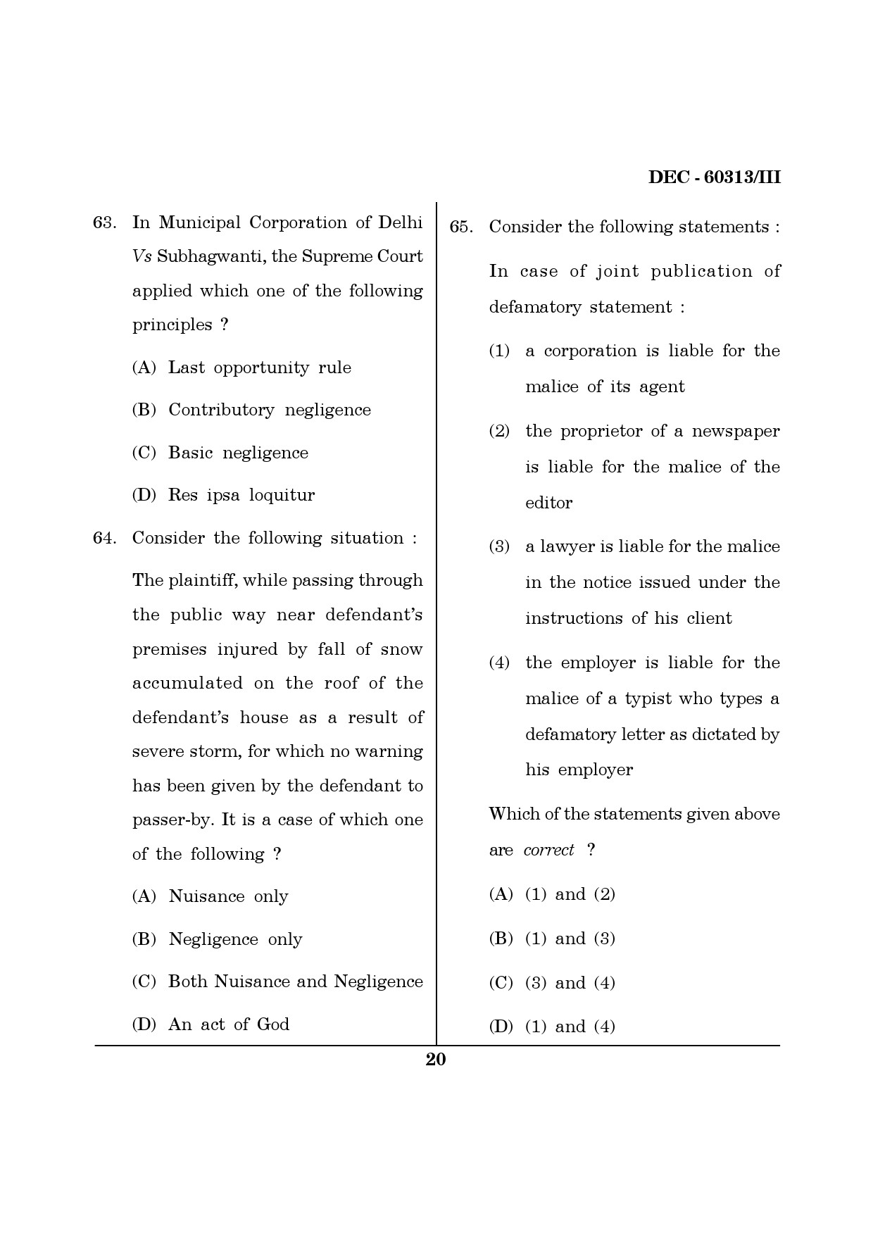Maharashtra SET Law Question Paper III December 2013 19
