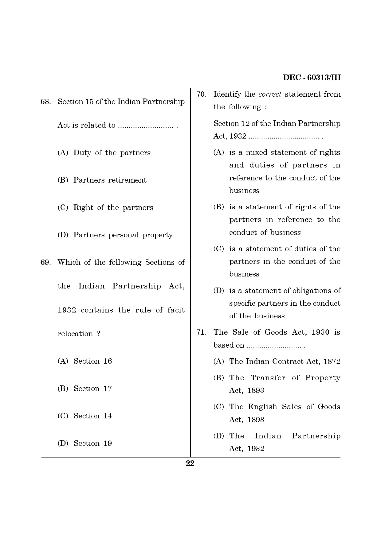 Maharashtra SET Law Question Paper III December 2013 21
