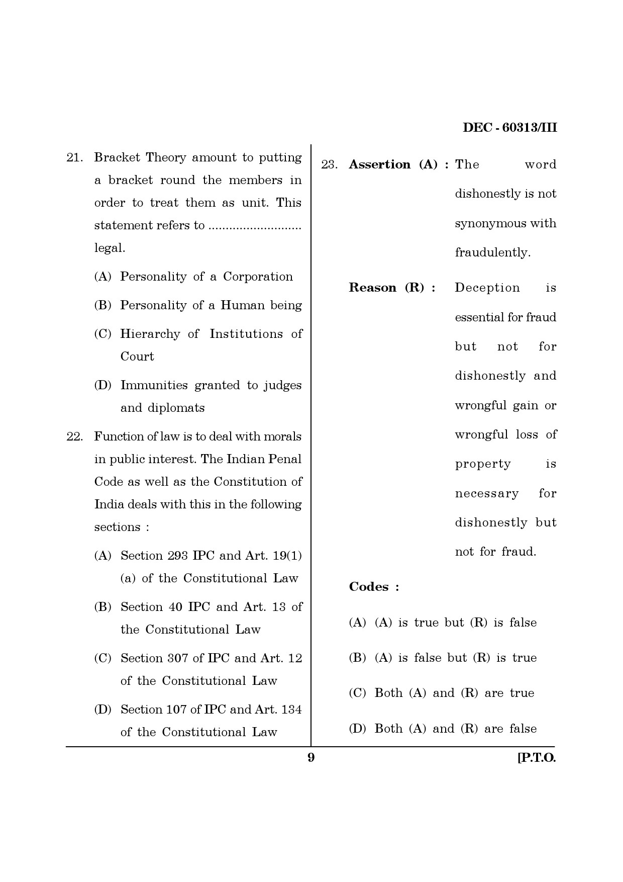 Maharashtra SET Law Question Paper III December 2013 8