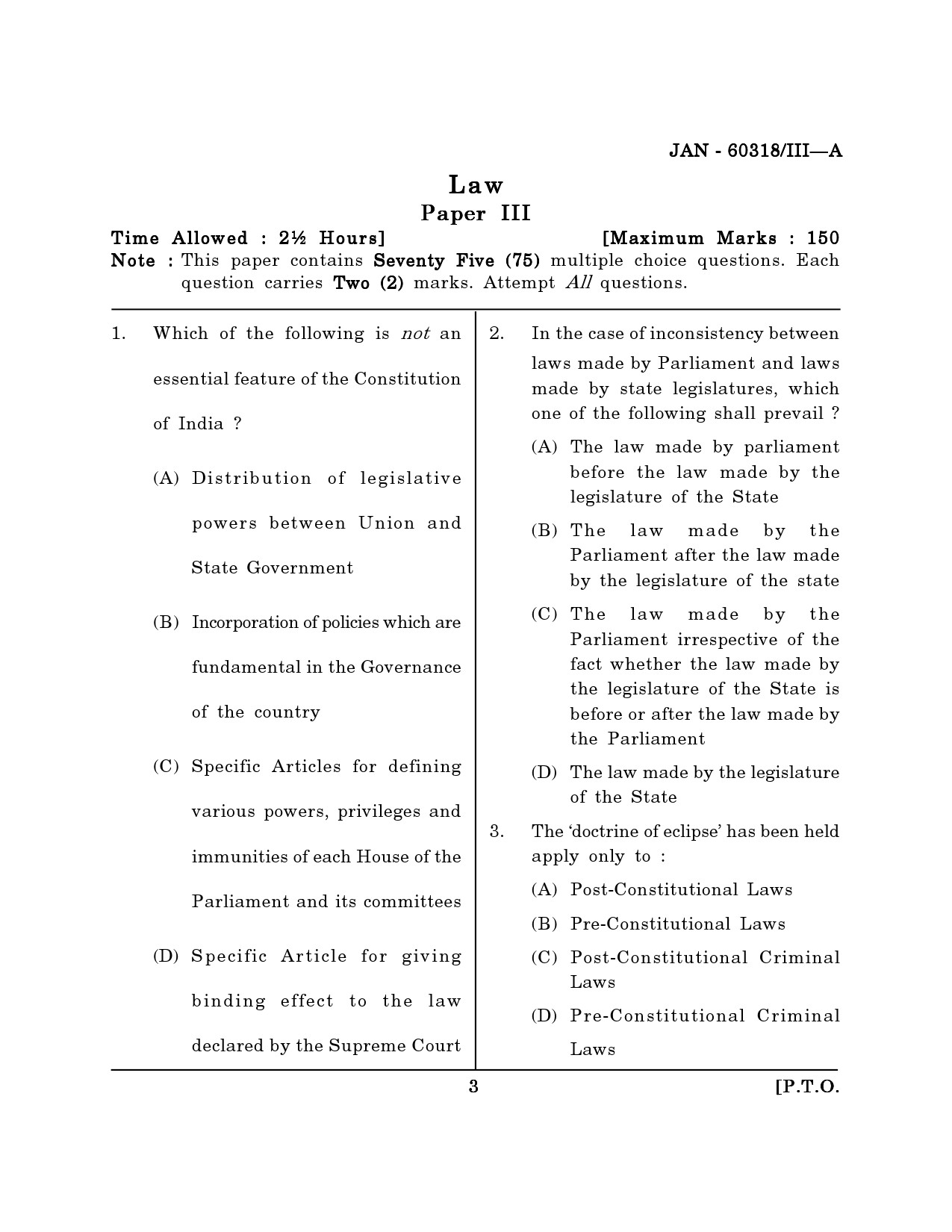 Maharashtra SET Law Question Paper III January 2018 2