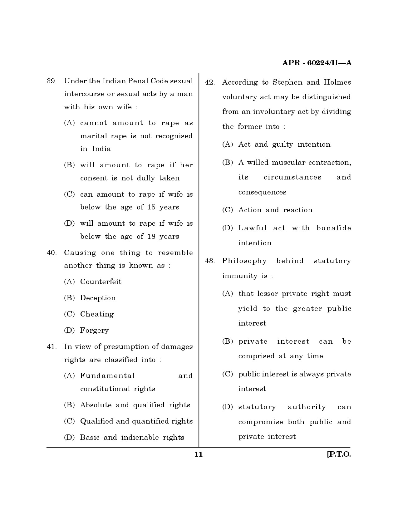 MH SET Law Question Paper II April 2024 10