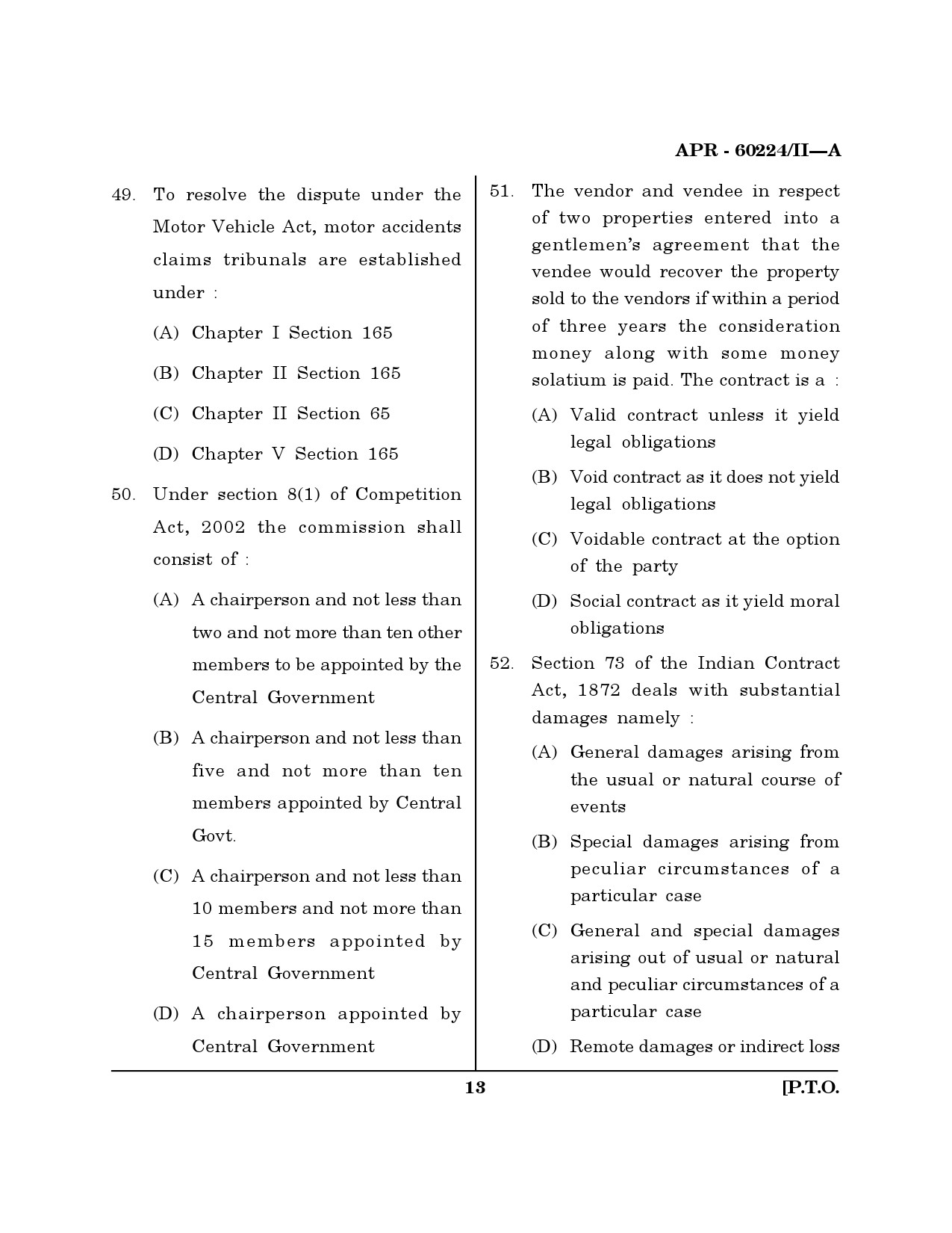 MH SET Law Question Paper II April 2024 12