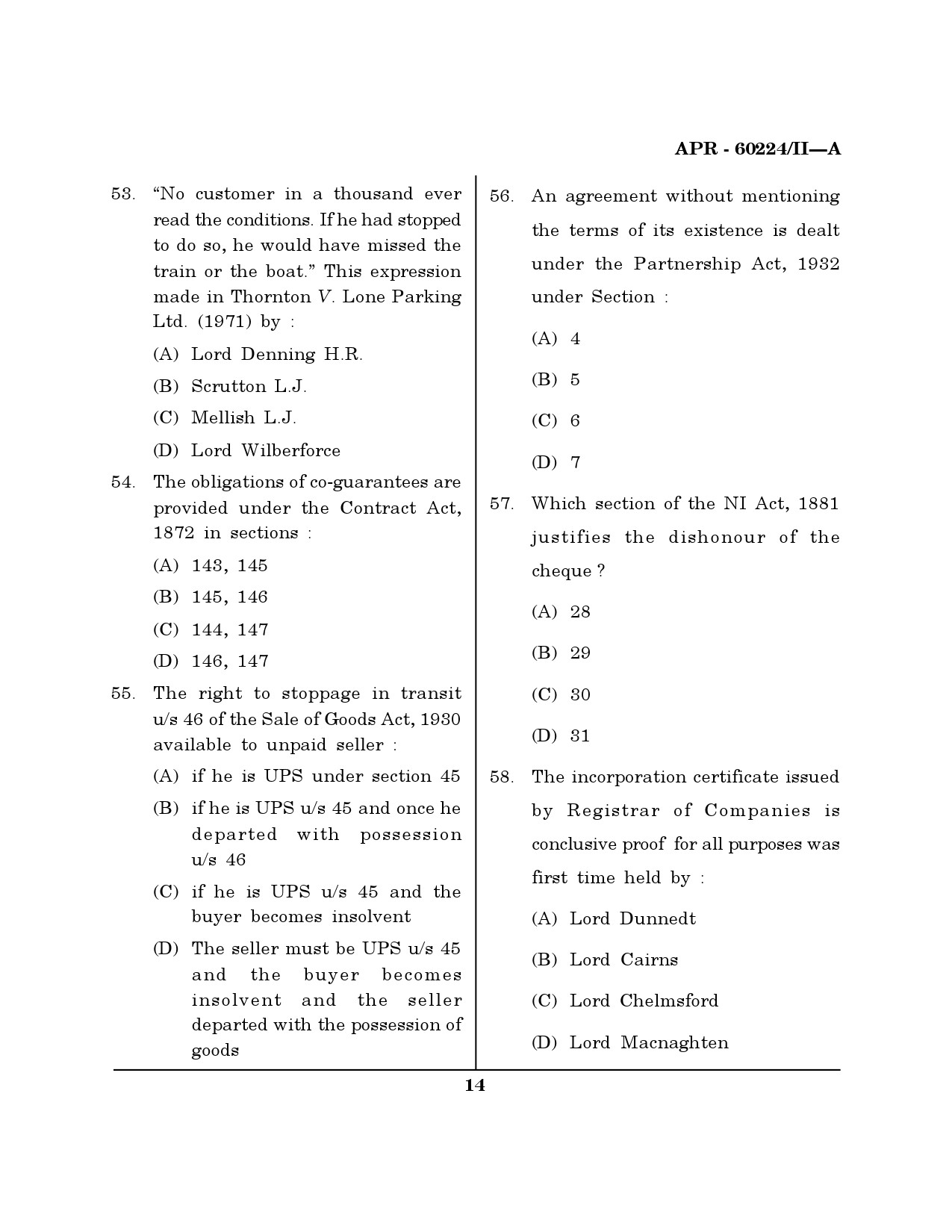 MH SET Law Question Paper II April 2024 13