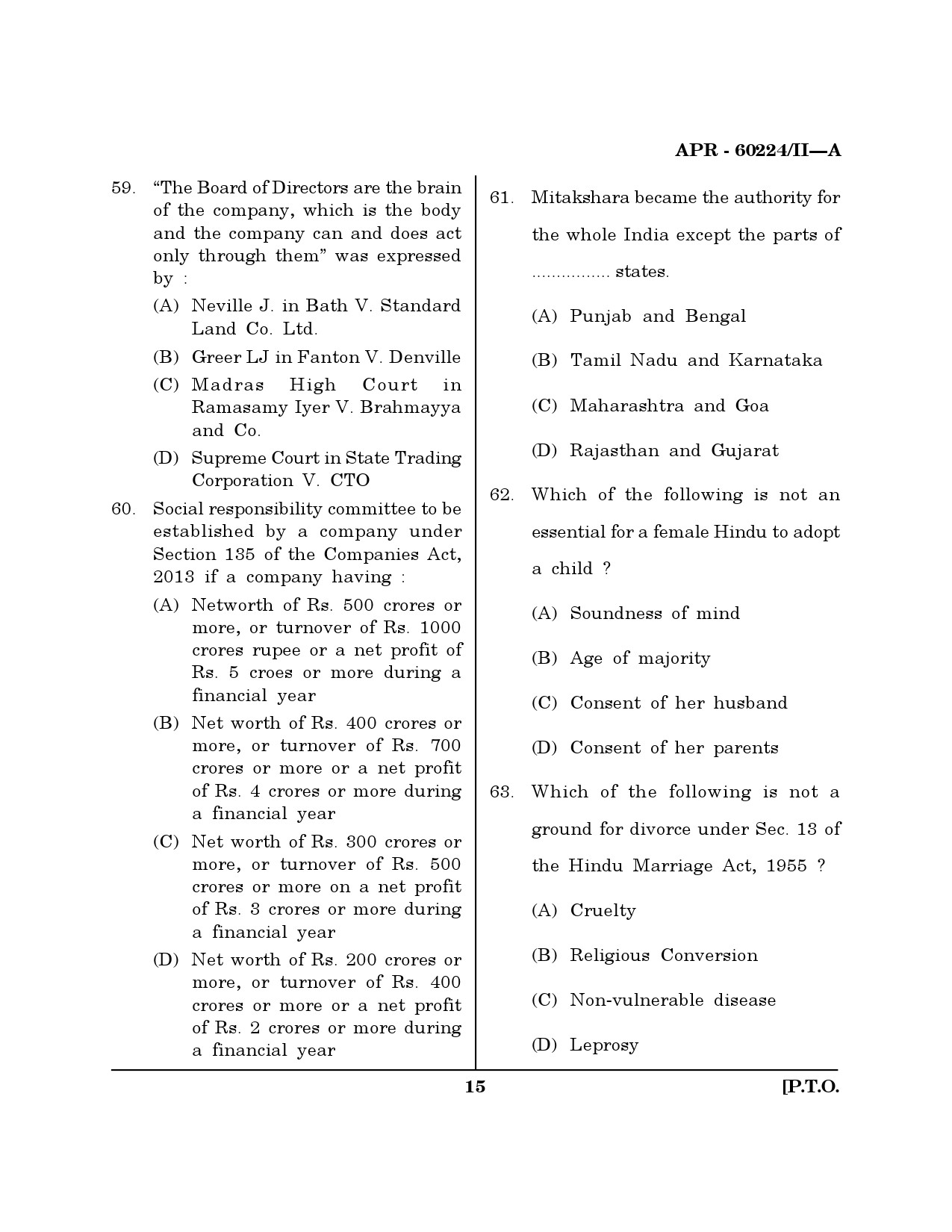 MH SET Law Question Paper II April 2024 14