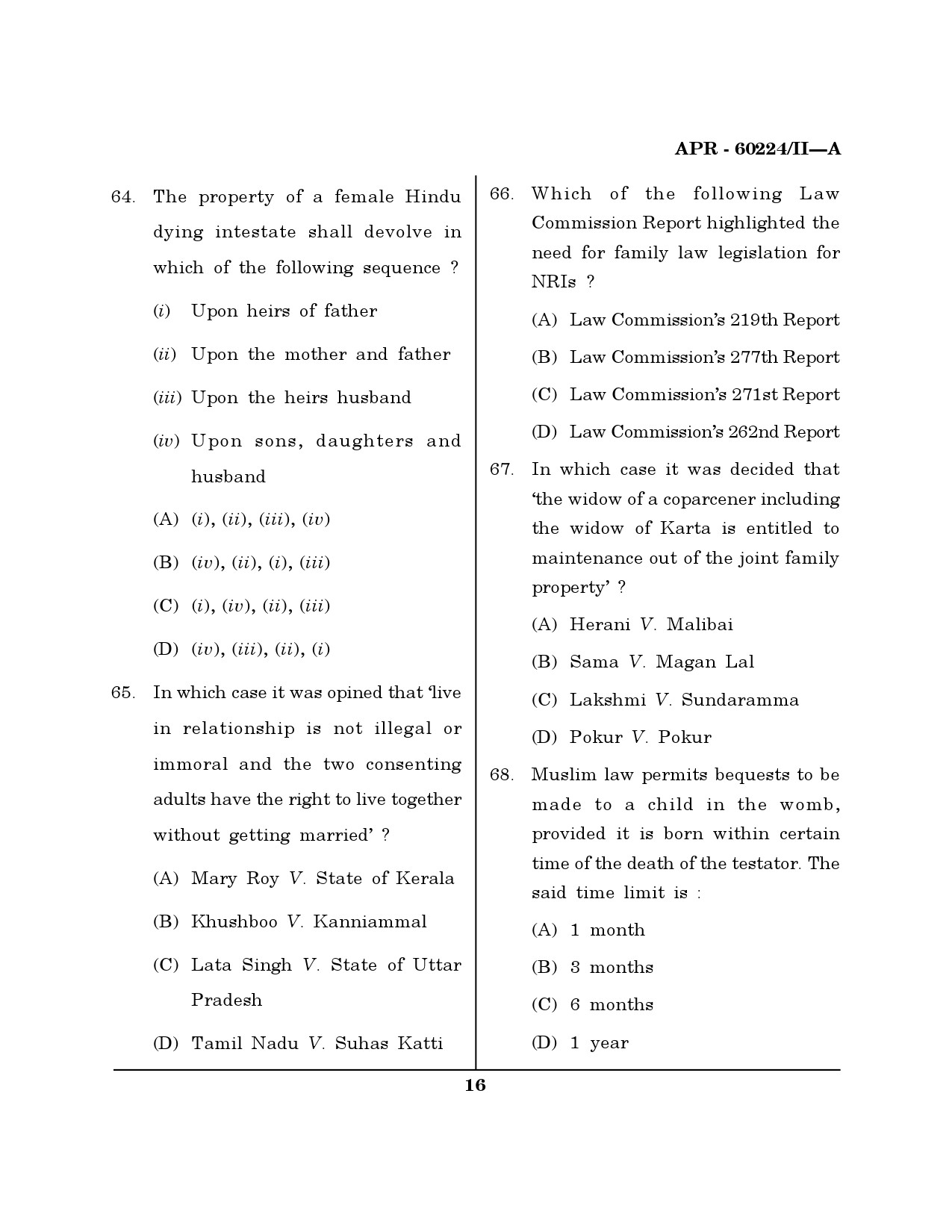 MH SET Law Question Paper II April 2024 15