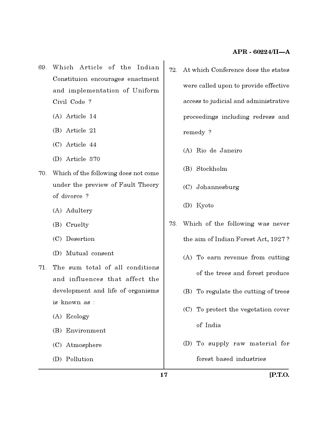 MH SET Law Question Paper II April 2024 16