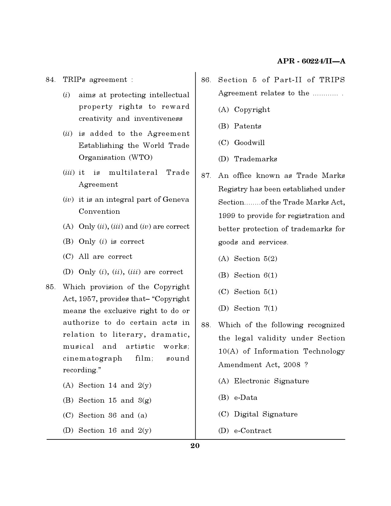 MH SET Law Question Paper II April 2024 19