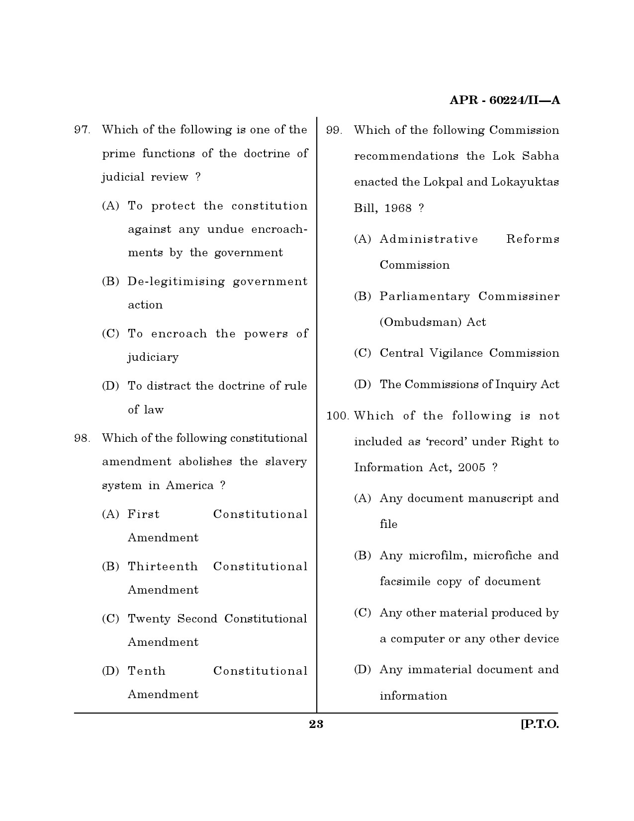 MH SET Law Question Paper II April 2024 22