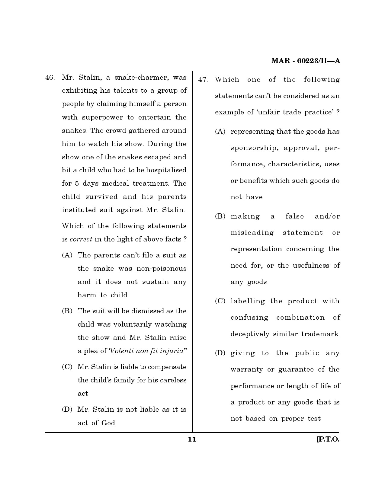 MH SET Law Question Paper II March 2023 10