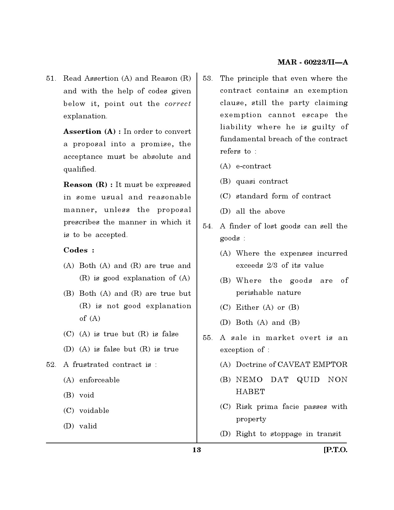 MH SET Law Question Paper II March 2023 12