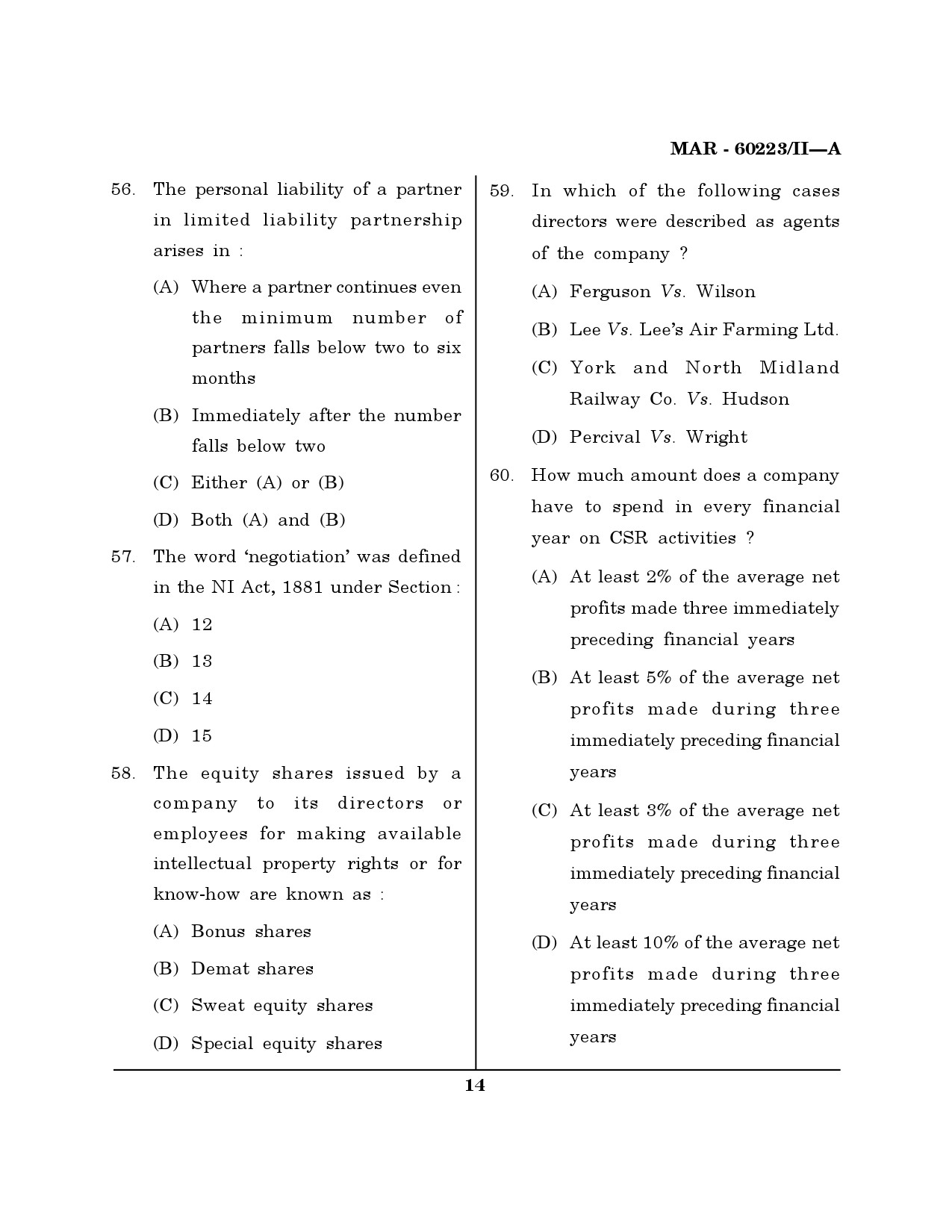 MH SET Law Question Paper II March 2023 13