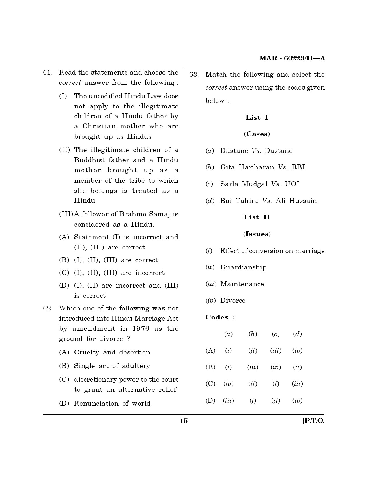 MH SET Law Question Paper II March 2023 14