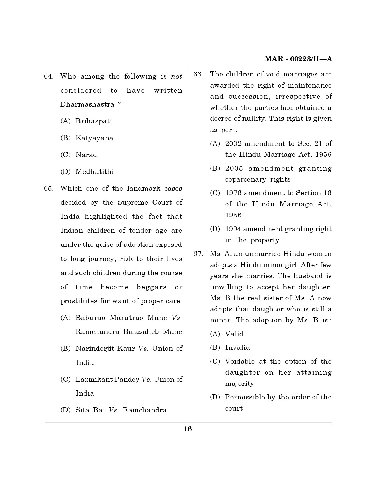 MH SET Law Question Paper II March 2023 15