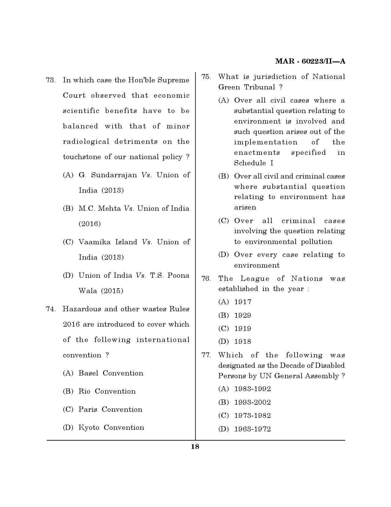 MH SET Law Question Paper II March 2023 17