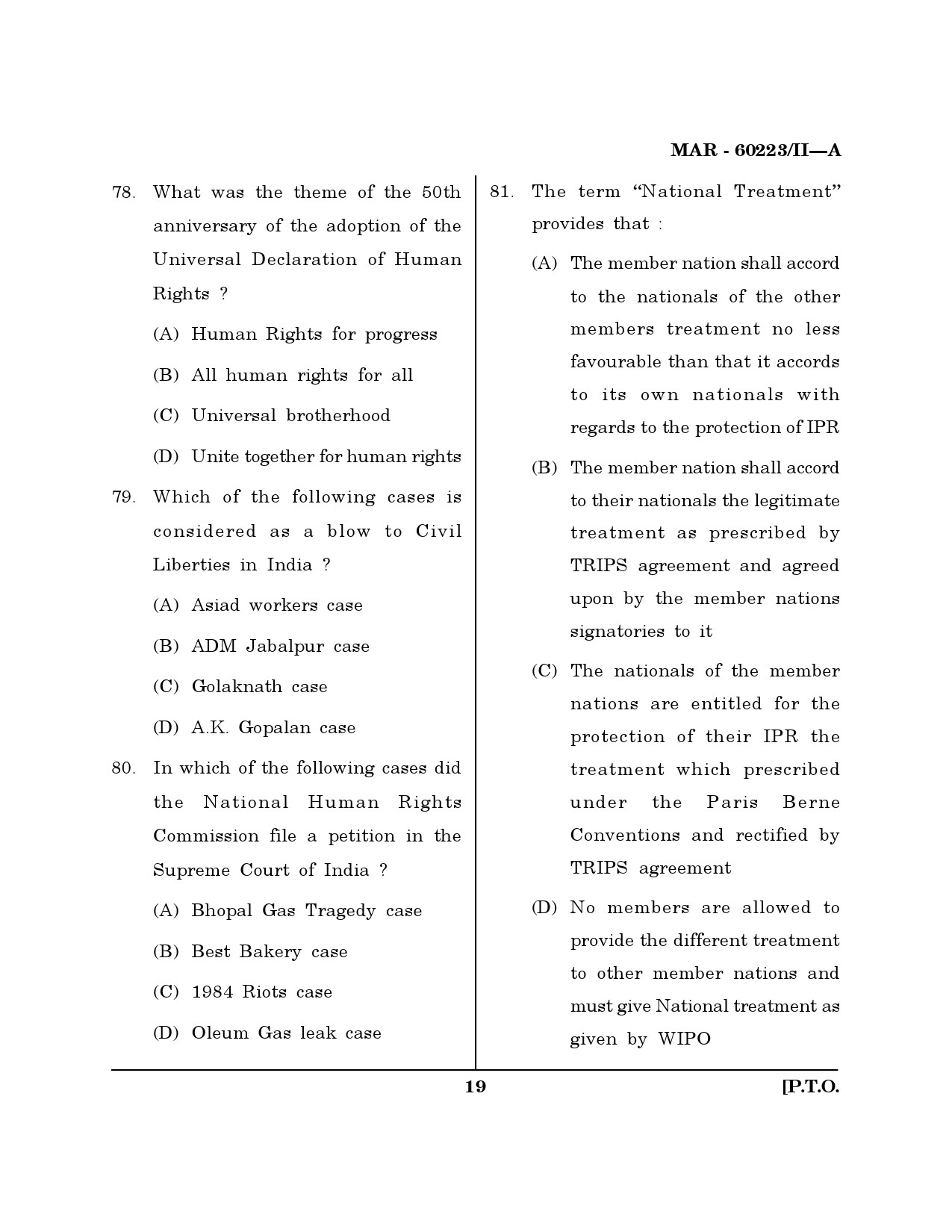 MH SET Law Question Paper II March 2023 18