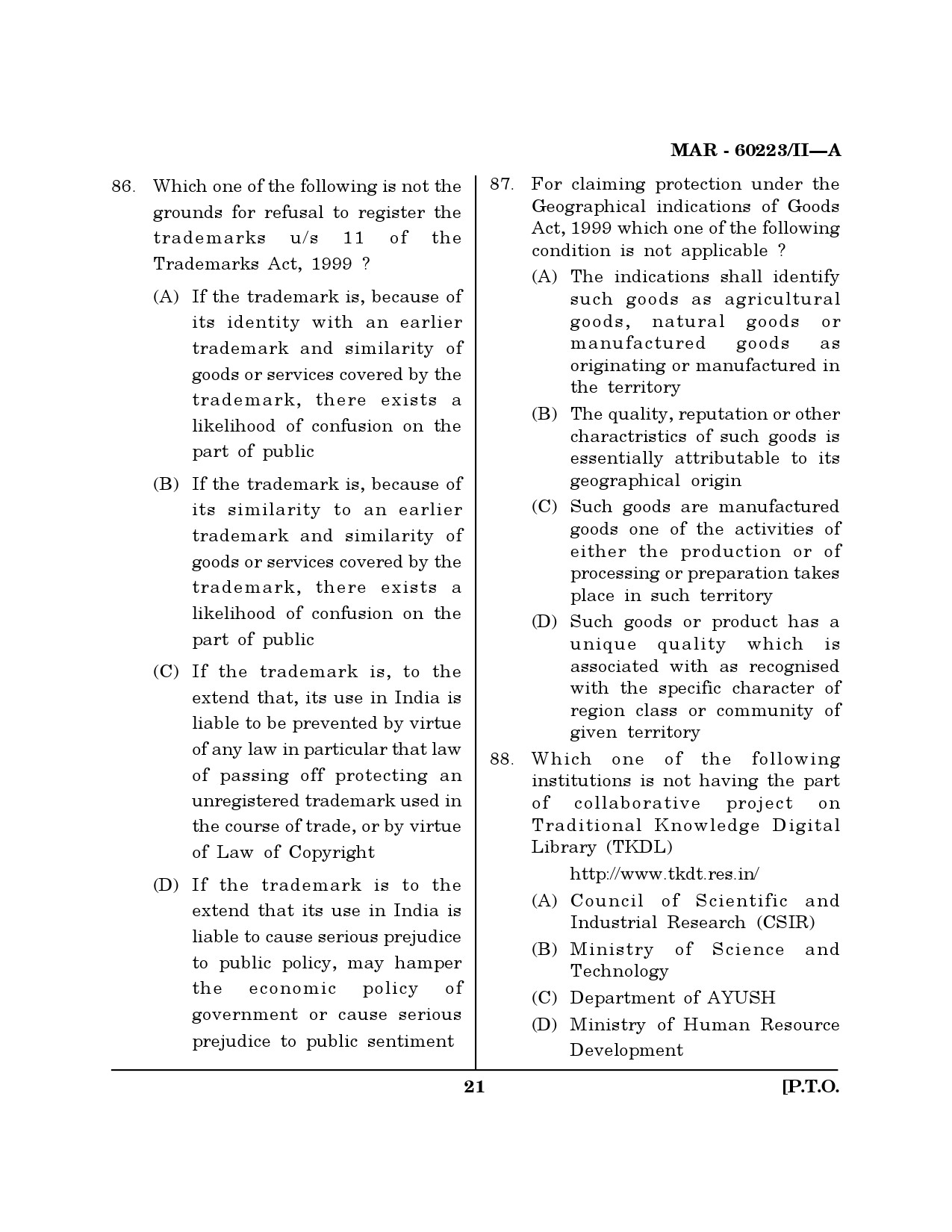 MH SET Law Question Paper II March 2023 20