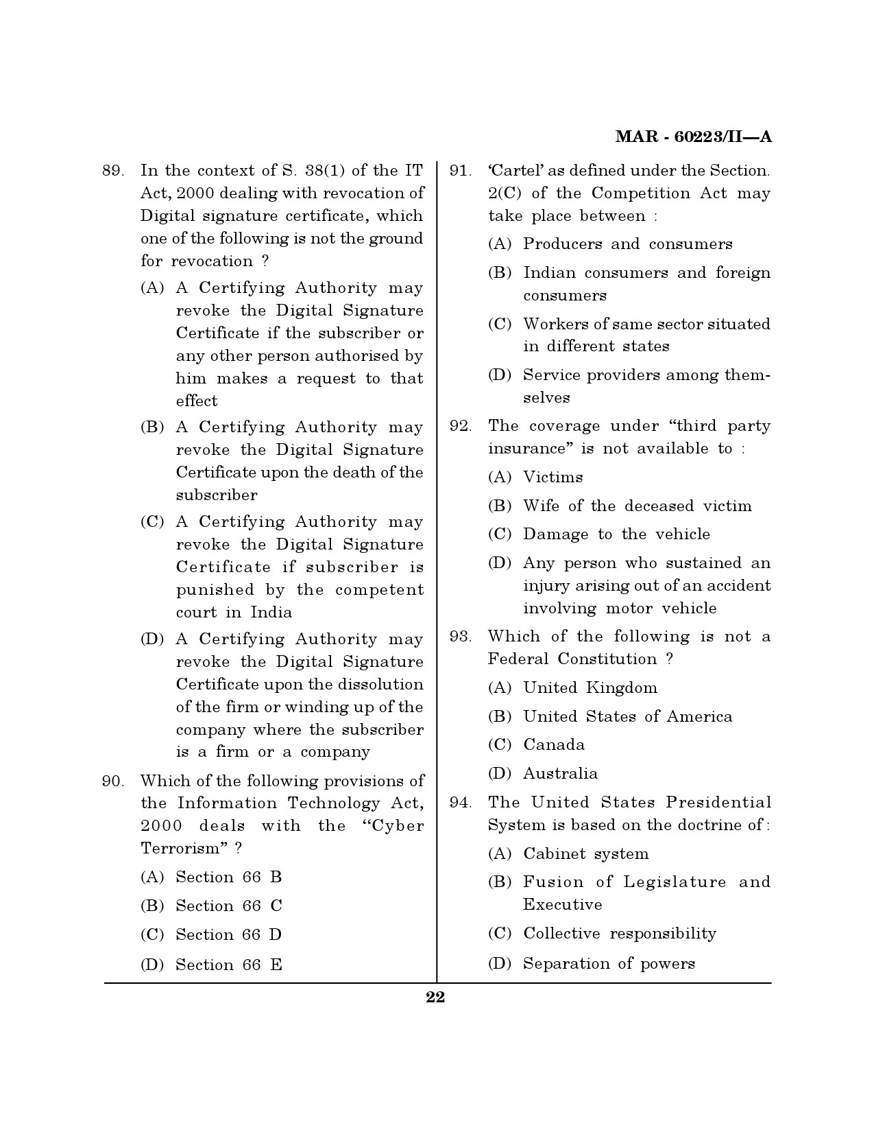 MH SET Law Question Paper II March 2023 21