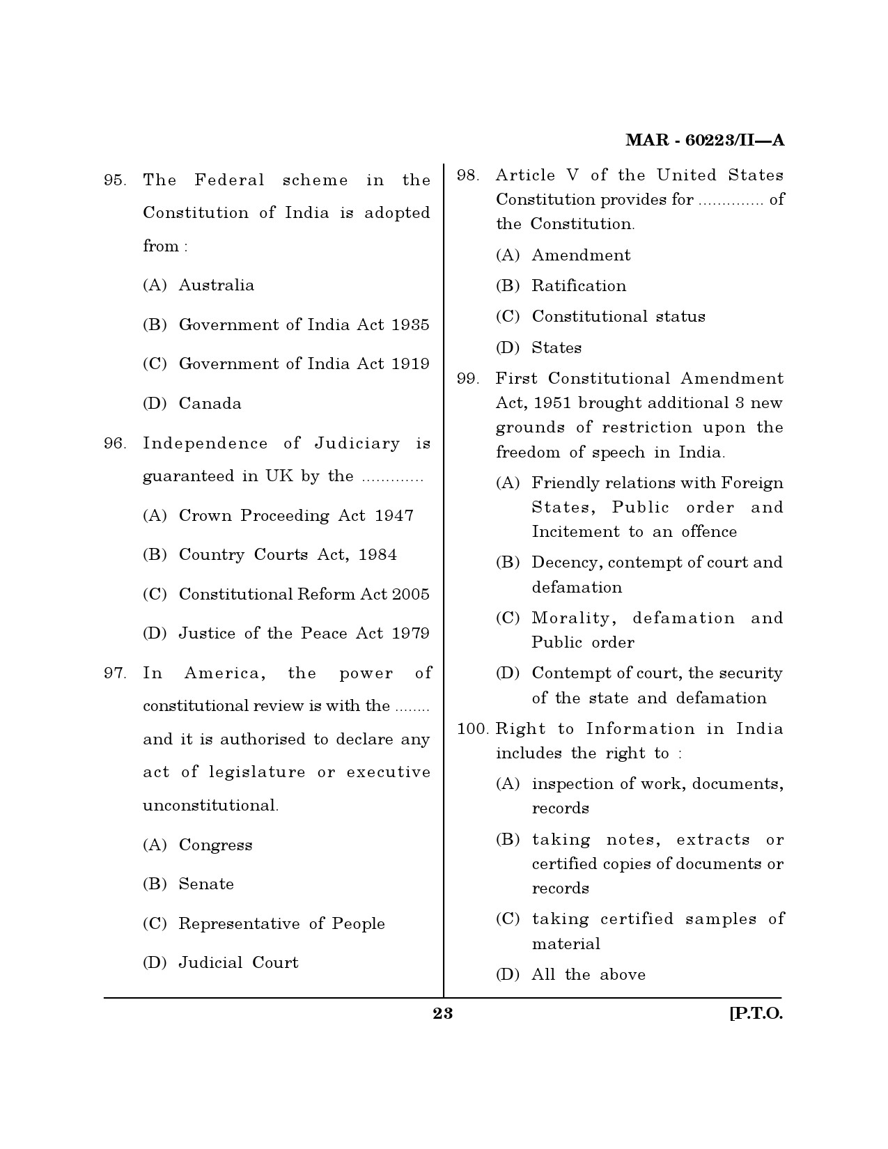 MH SET Law Question Paper II March 2023 22