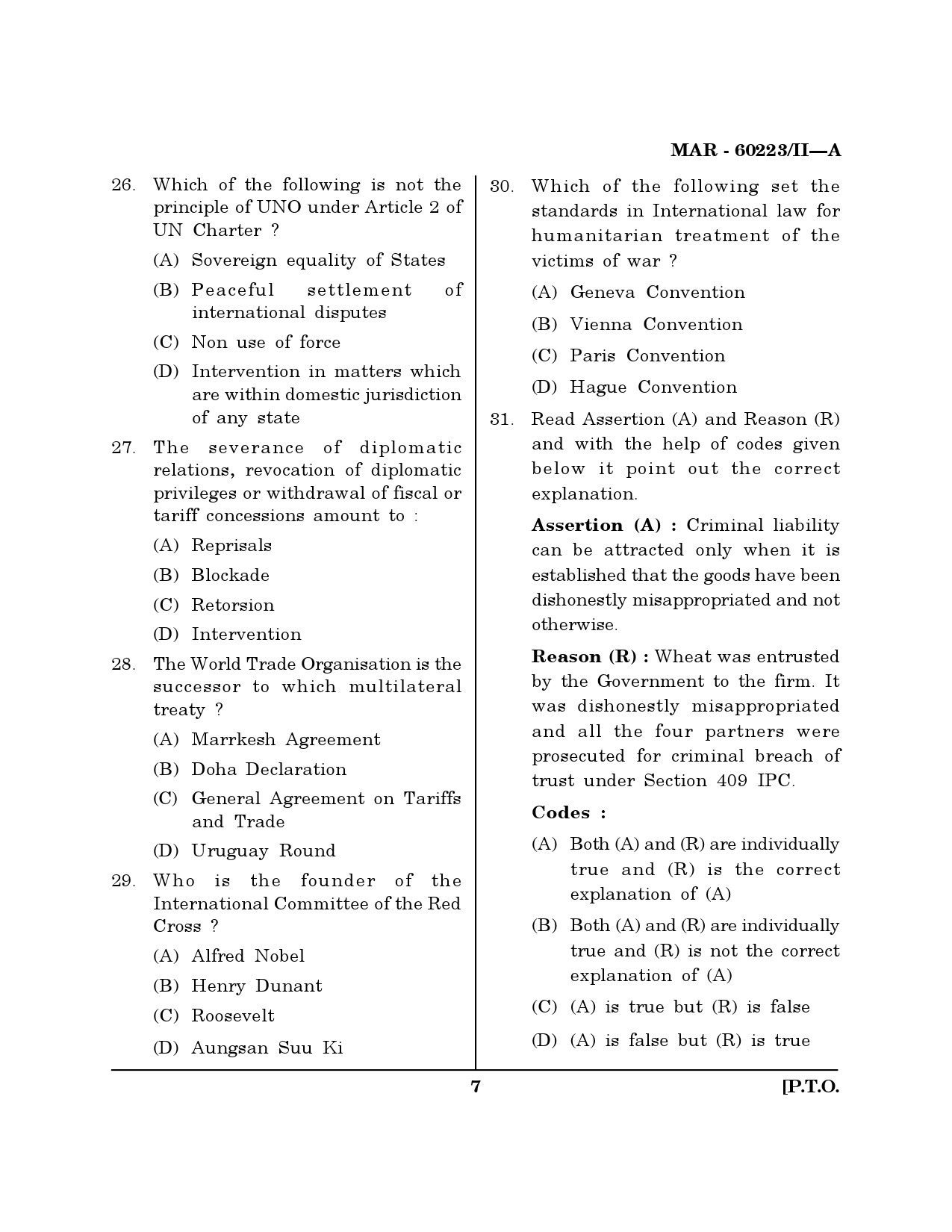 MH SET Law Question Paper II March 2023 6