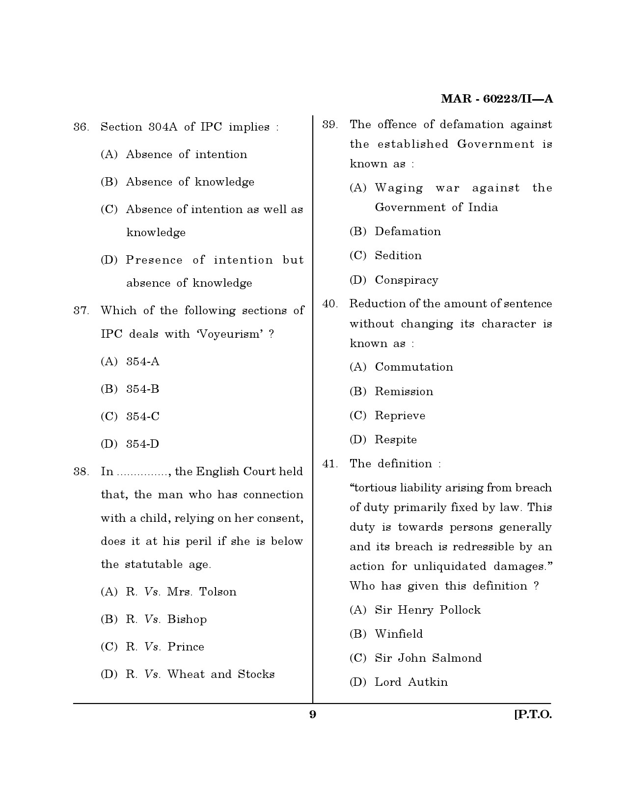 MH SET Law Question Paper II March 2023 8