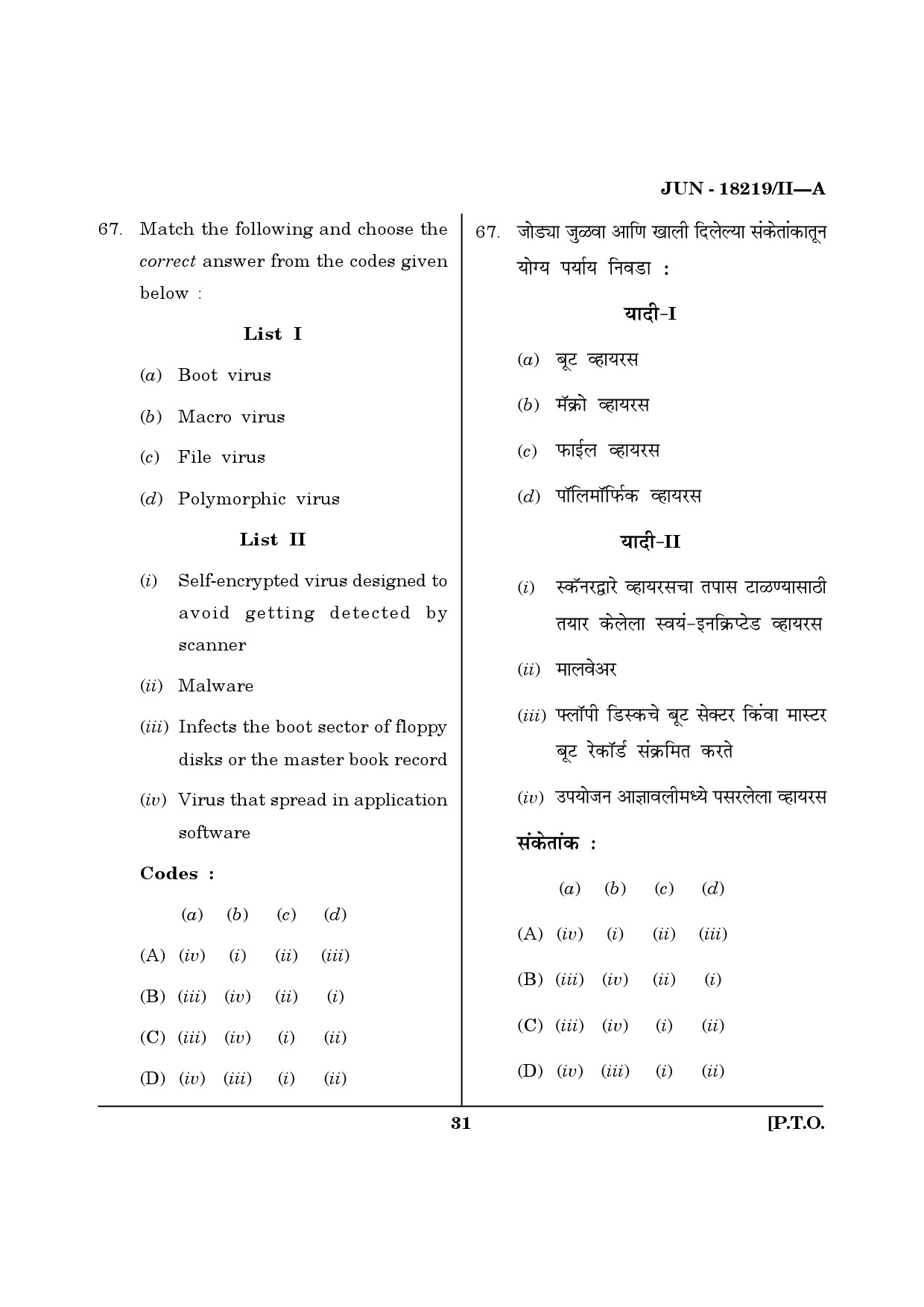 Maharashtra SET Library Information Science Question Paper II June 2019 30