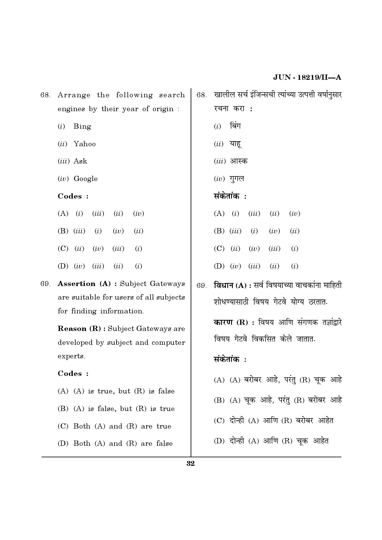 Maharashtra SET Library Information Science Question Paper II June 2019 31