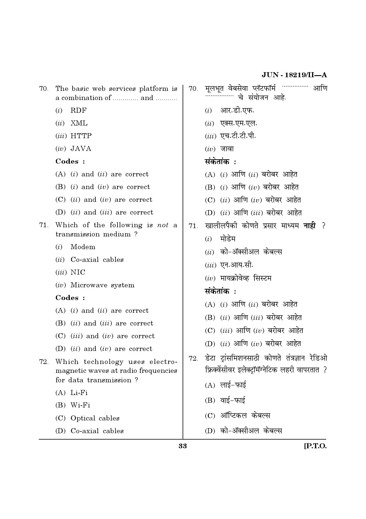 Maharashtra SET Library Information Science Question Paper II June 2019 32
