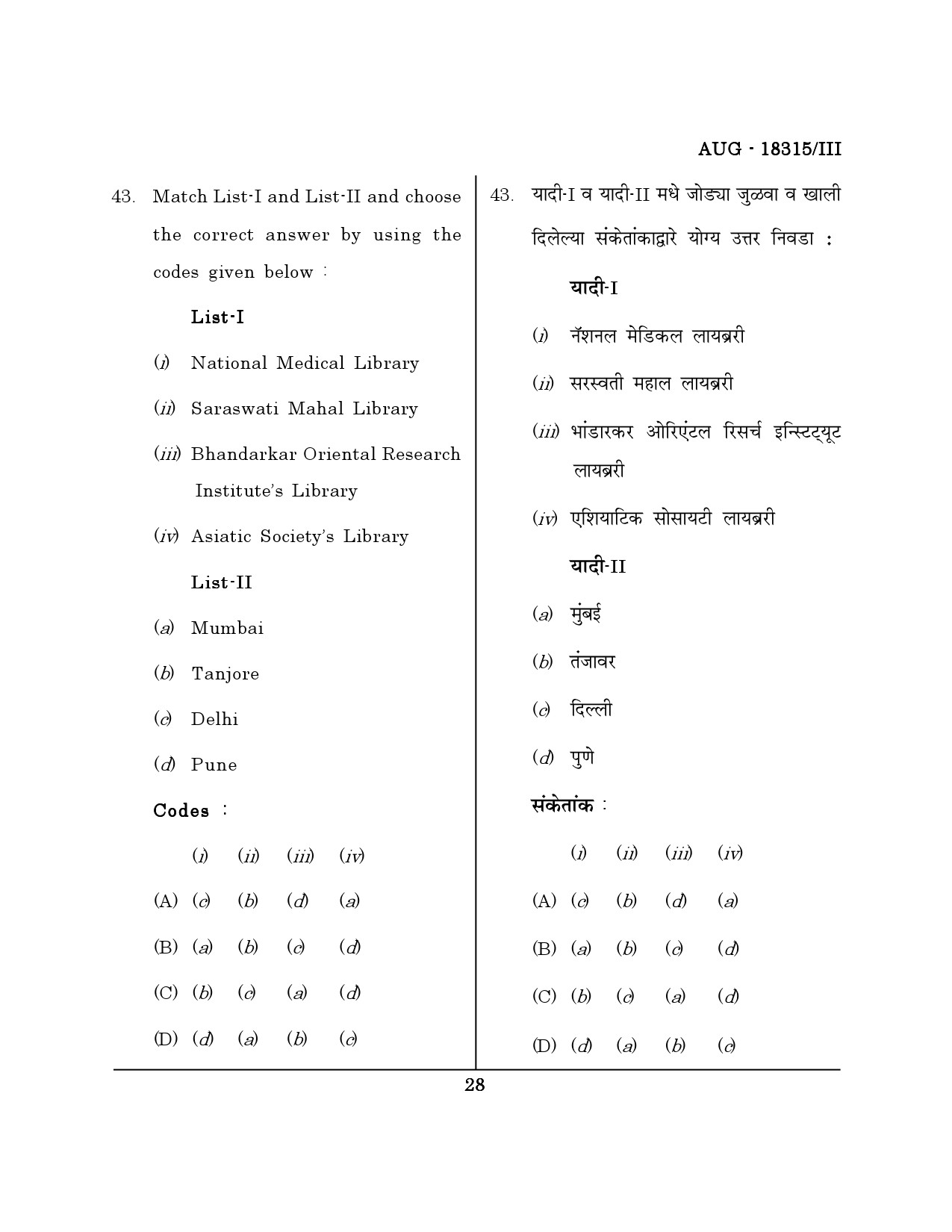 Maharashtra SET Library Information Science Question Paper III August 2015 27