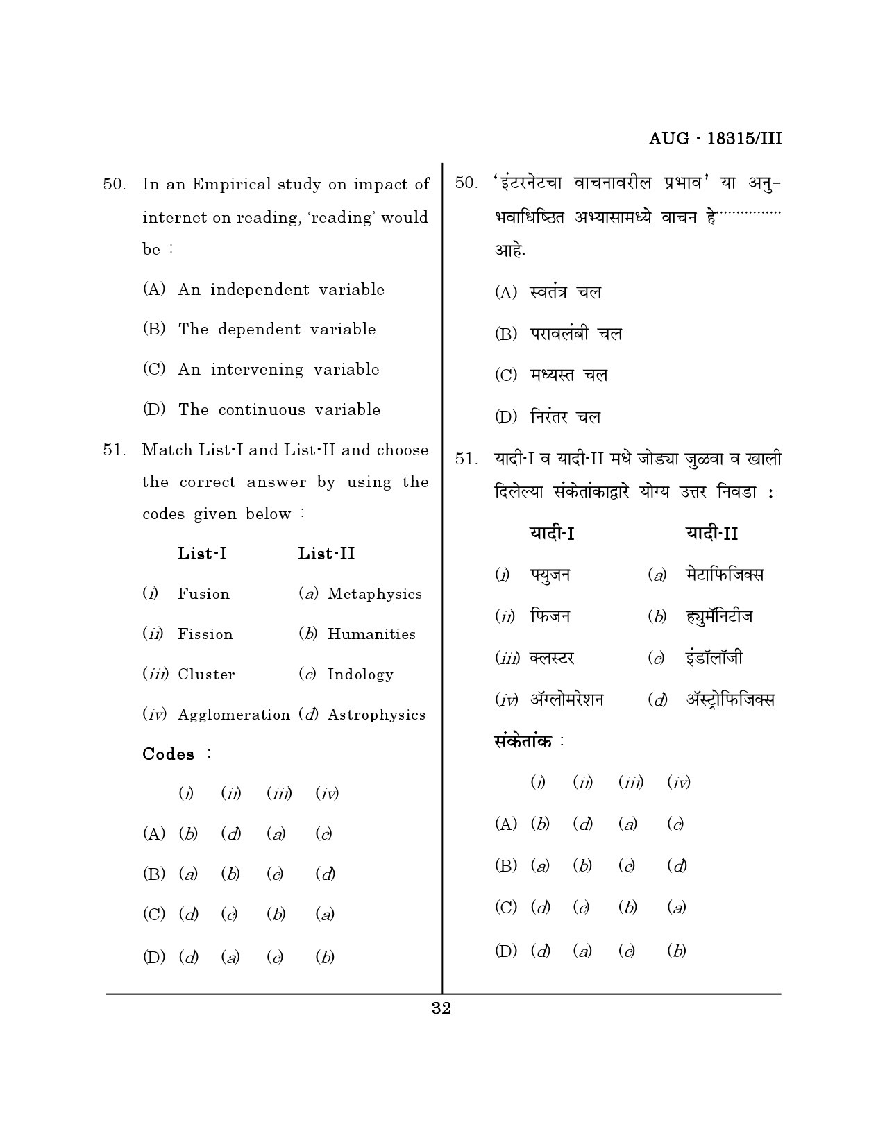 Maharashtra SET Library Information Science Question Paper III August 2015 31