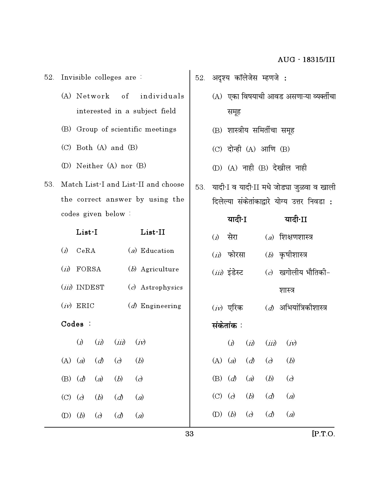 Maharashtra SET Library Information Science Question Paper III August 2015 32