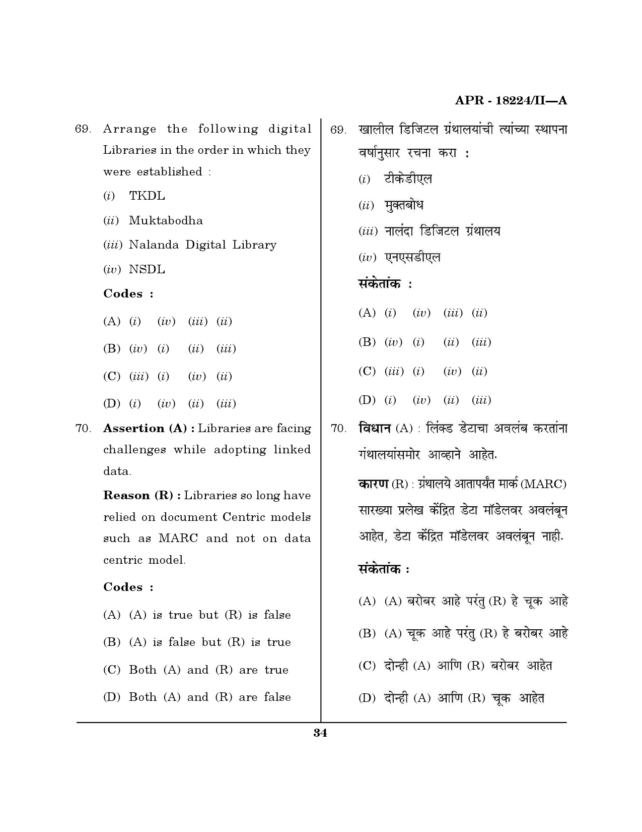 MH SET Library Information Science Question Paper II April 2024 33