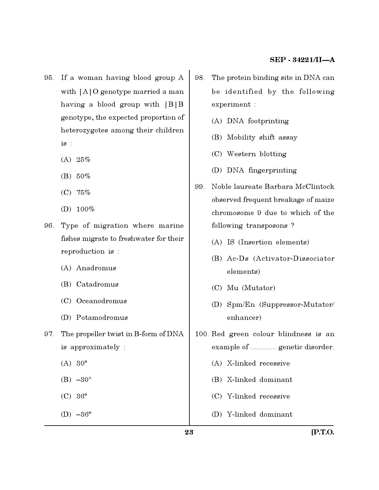 Maharashtra SET Life Sciences Exam Question Paper September 2021 22