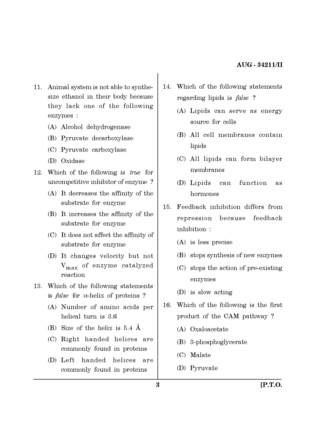 Maharashtra SET Life Sciences Question Paper II August 2011 3