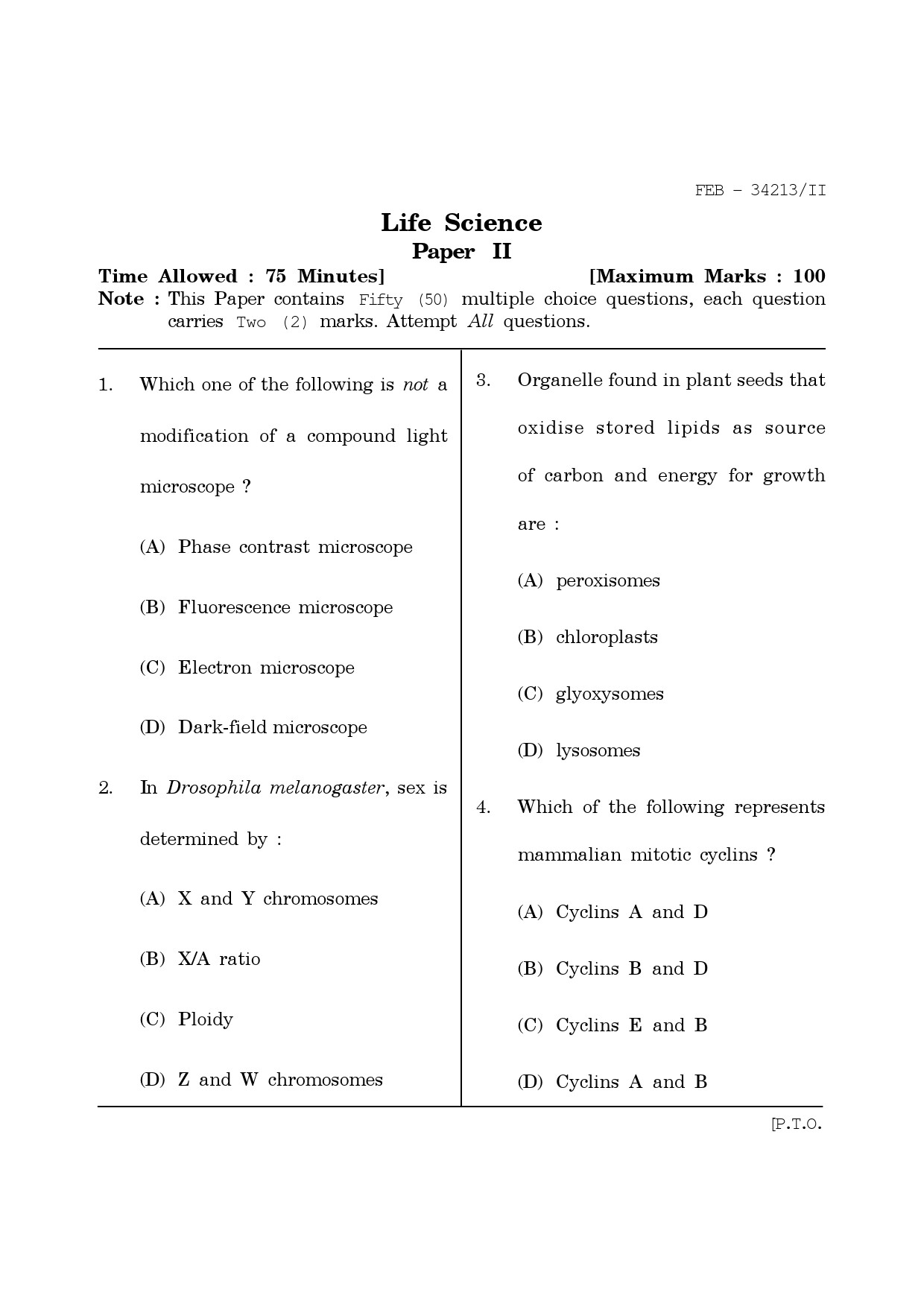 Maharashtra SET Life Sciences Question Paper II February 2013 1