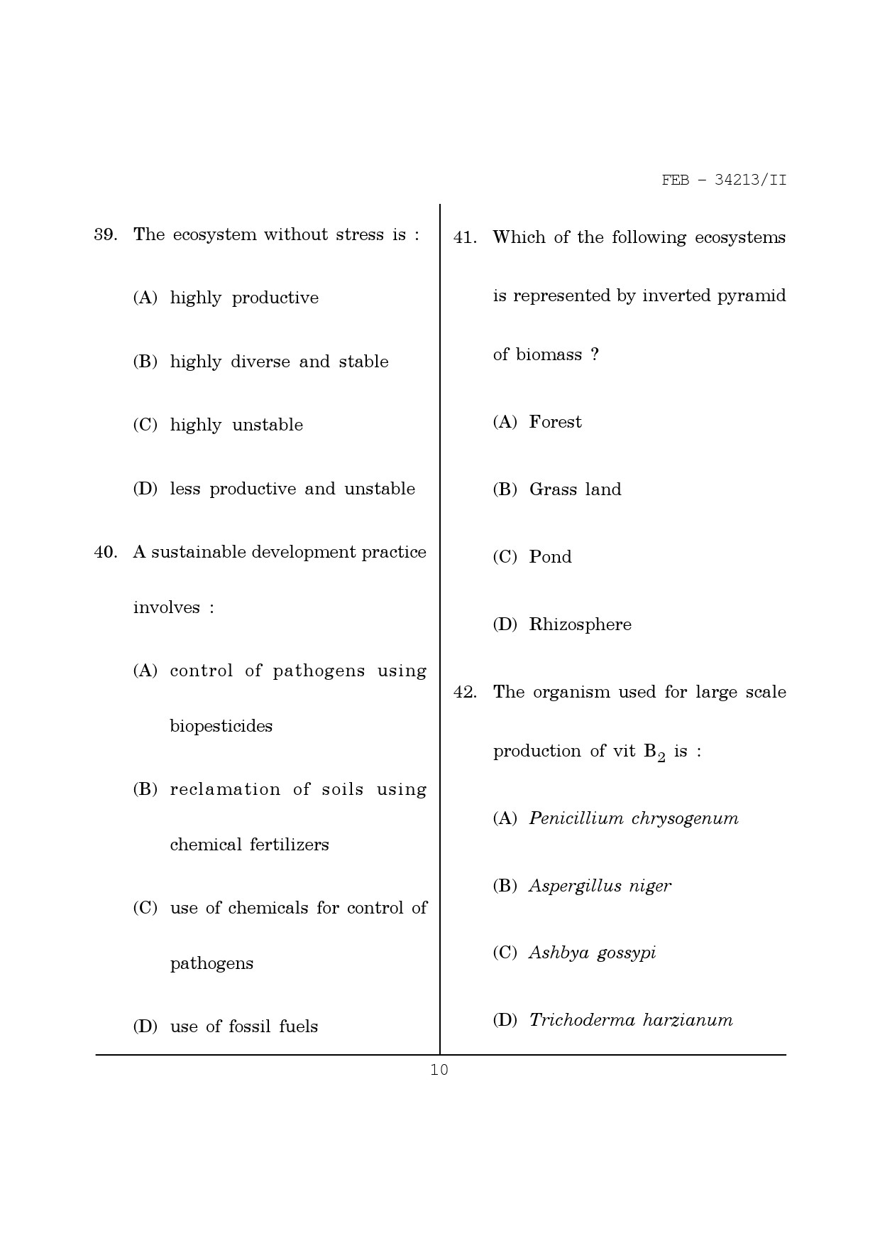 Maharashtra SET Life Sciences Question Paper II February 2013 10