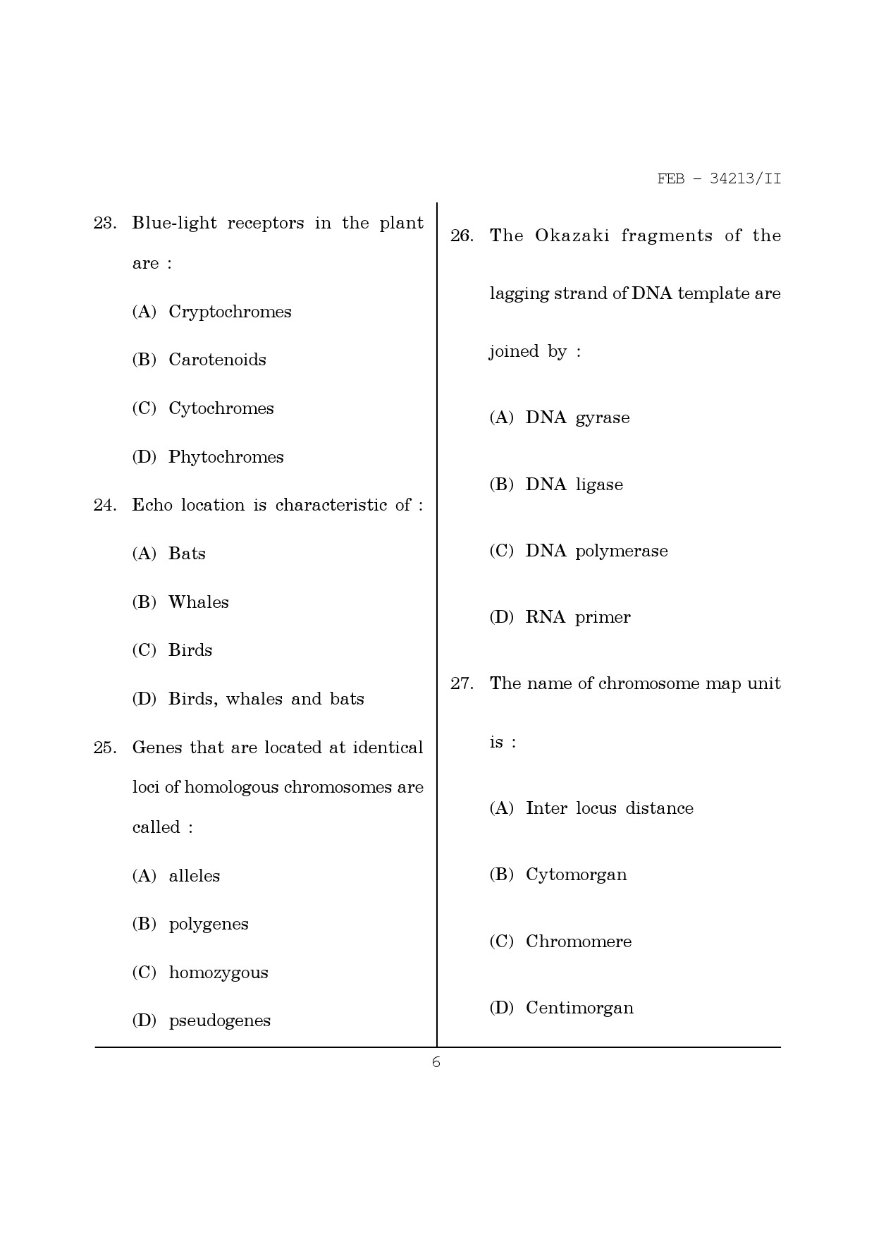 Maharashtra SET Life Sciences Question Paper II February 2013 6