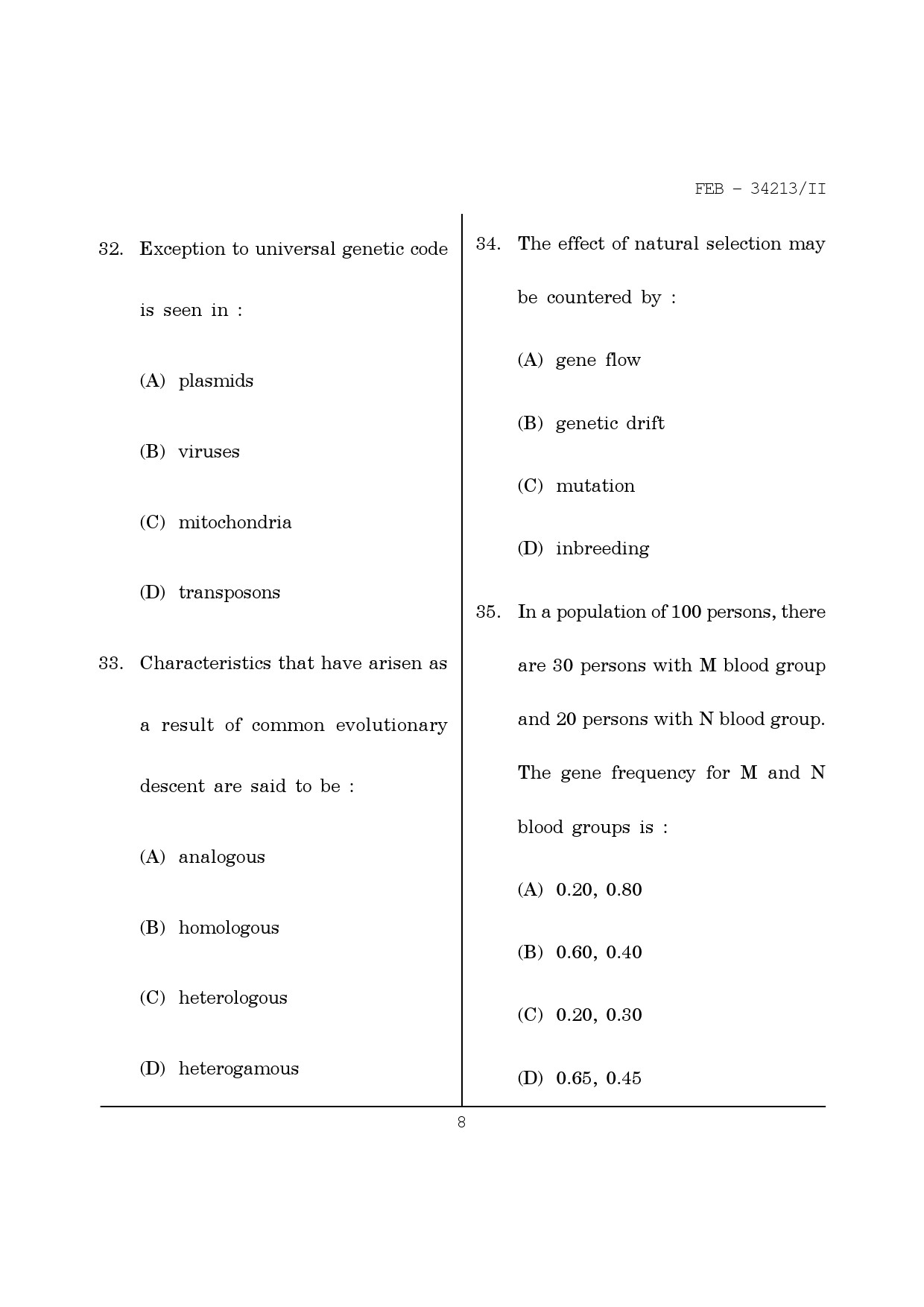 Maharashtra SET Life Sciences Question Paper II February 2013 8