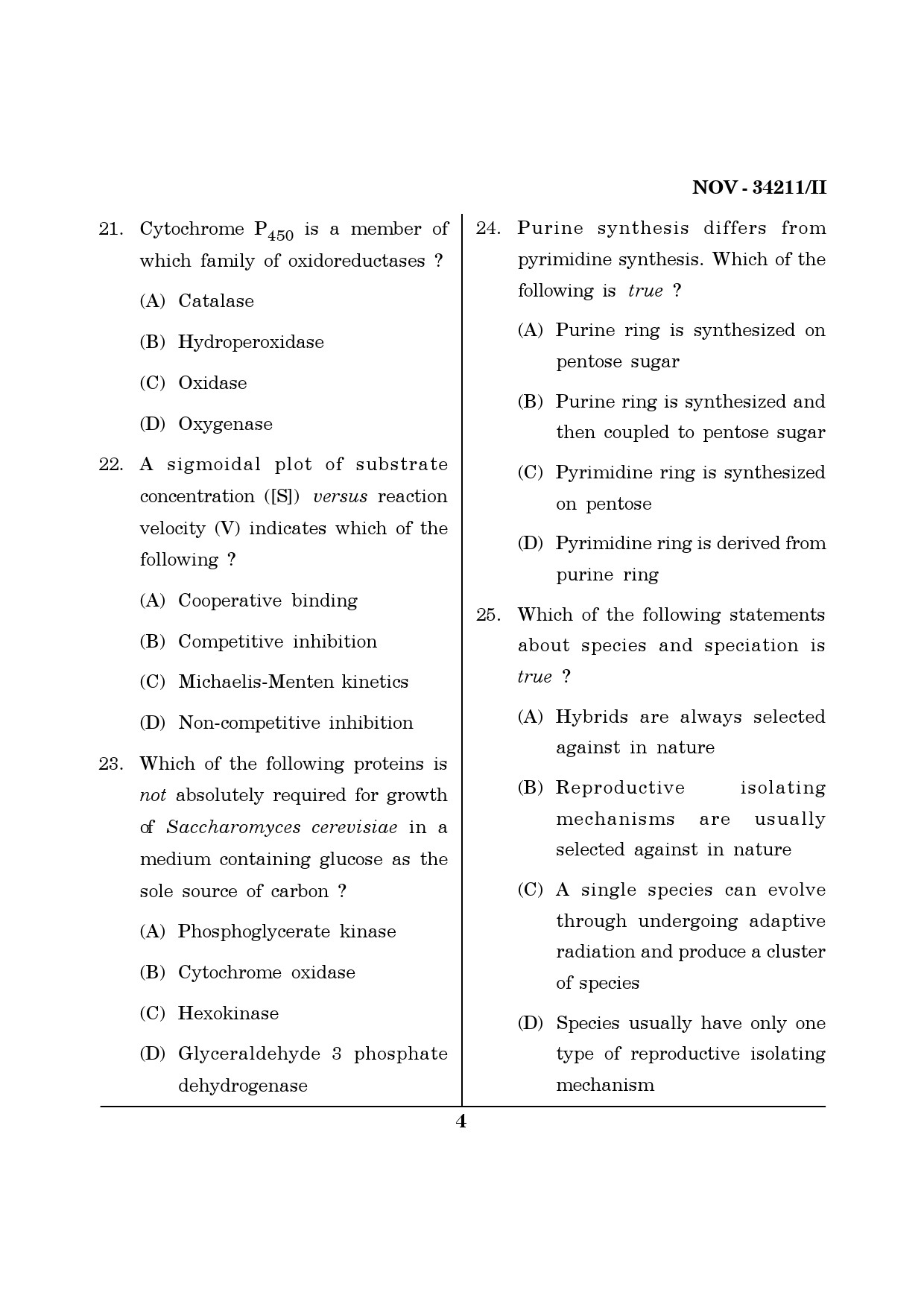 Maharashtra SET Life Sciences Question Paper II November 2011 4